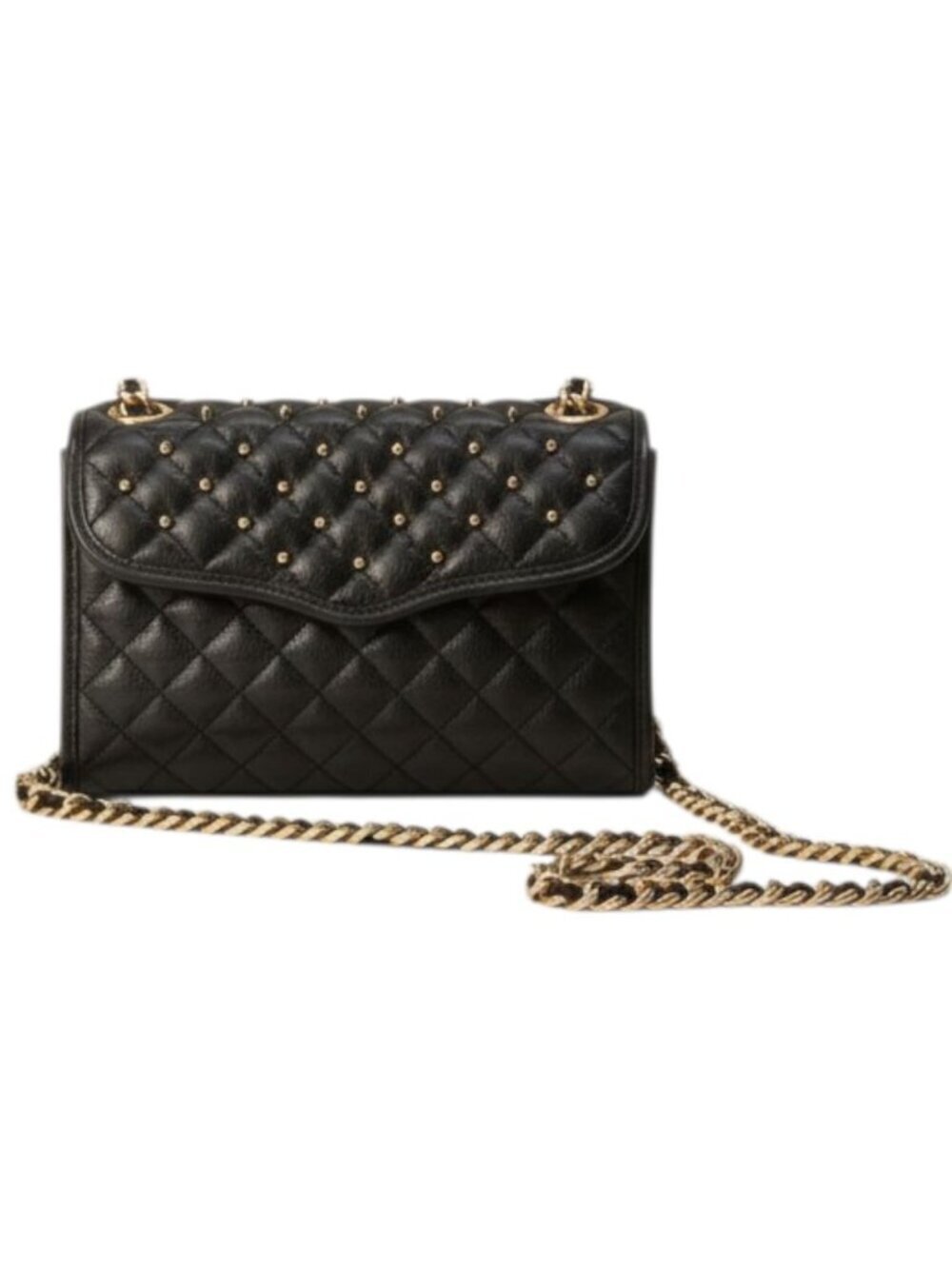 Rebecca Minkoff Quilted Black Leather Crossbody Bag With Gold Chain Strap & Blue - Picture 5 of 16